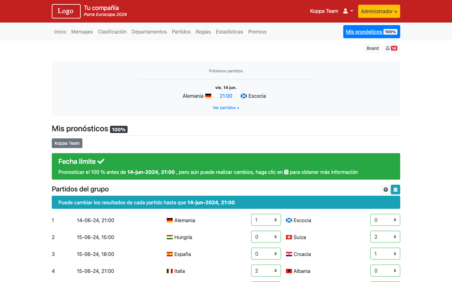 Porra Eurocopa 2024 - Copa Mundial 2026