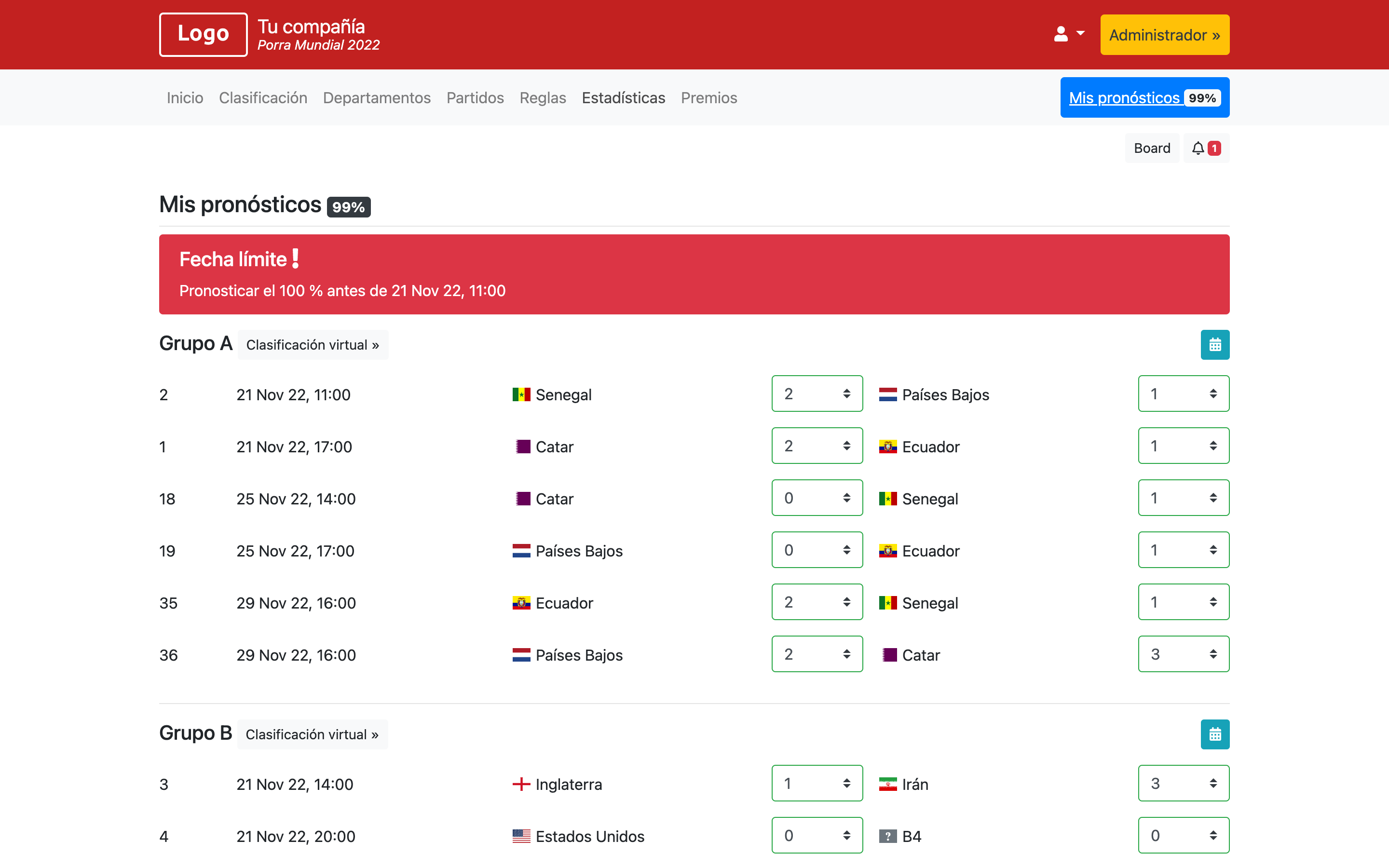 Porra Mundial 2022 - Copa Mundial 2022